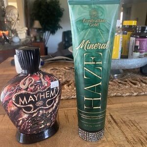 1 bottle of Designer Skin Mayhem tanning bed lotion and 1 bottle of AG bronzer